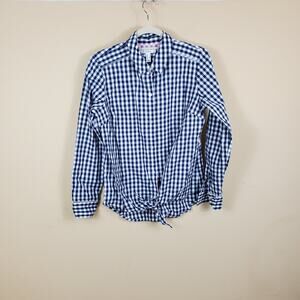 Isaac Mizrahi Live Checkered Print Front Tie Top S